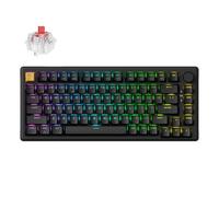Keychron J2 Clavier mécanique sans fil, 2,4 GHz, Bluetooth QMK 75 %, disposition RVB avec bouton, interrupteur rouge remplaçable à chaud, compatible avec Mac, Windows, Linux, pour bureau de jeu, noir