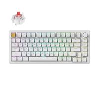 Keychron J2 Clavier mécanique sans fil, 2,4 GHz, Bluetooth QMK 75 % RVB avec bouton, interrupteur rouge remplaçable à chaud, compatible avec Mac, Windows, Linux, pour bureau de jeu, blanc