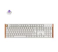 Keychron K10 HE Clavier Mécanique sans Fil, Disposition 100%, 2,4 GHz/Bluetooth/Filaire, Commutateurs Magnétiques Gateron, Programmable QMK pour Mac/Windows/Linux, Cadre en Bois- Blanc (FR Layout)
