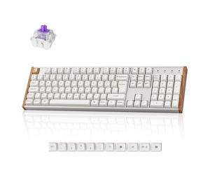 Keychron K10 He Tastiera Gaming Usb + Rf Wireless + Bluetooth Qwerty Inglese Uk Bianco, Legno (k10H-Q1-Uk He Wless Mag Cust Keyb) - Versione uk