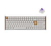 Keychron K4 HE Clavier Mécanique sans Fil, Disposition 96%, 2,4 GHz/Bluetooth/Filaire, Commutateurs Magnétiques Gateron, Programmable QMK pour Mac/Windows/Linux, Cadre en Bois- Blanc (Disposition FR)