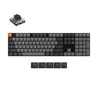 Keychron K5 QMK Clavier de jeu mécanique sans fil ultra-fin pleine grandeur, 104 touches avec interrupteur marron, rétro-éclairage LED blanc, clavier filaire Bluetooth rechargeable pour Mac/Windows
