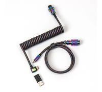 Keychron Premium Coiled Aviator Cable - Câble spiralé pour clavier mécanique Rainbow Plated Noir - Coudé