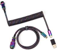 Keychron Premium Coiled Aviator Cable - Câble spiralé pour clavier mécanique Rainbow Plated Noir - Droit