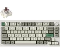 Keychron Q1 Max QMK/VIA Clavier mécanique sans fil, QWERTY US, Knob, Shell White, Gateron Jupiter Brown Q1M-P3