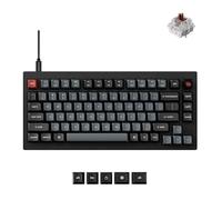 Keychron V1 Clavier mécanique filaire 8K 75 % avec bouton, QMK/VIA programmable, remplaçable à chaud avec commutateurs Keychron Super Brown, taux d'interrogation de 8000 Hz, rétroéclairage RVB pour