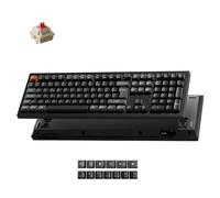 Keychron V6 Ultra 8K Clavier Mécanique sans Fil, ISO-FR Layout, 8000 Hz, ZMK/Launcher, 2,4 GHz/Bluetooth 5.3, RGB, Touches PBT, Interrupteur Silk Pom Rouge, Clavier AZERTY pour Windows, macOS, Linux