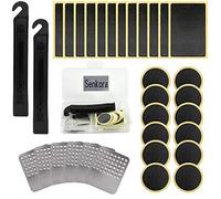 Keyck 32 Pièces Kits de Réparation Crevaison Rustine Vélo Pneu Kit Trousse d'outils Chambre à air de Velo Leviers Patchs Pneus Râpe en Métal Tube en Caoutchouc Colle Rubber Outils