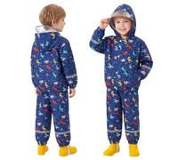 Keyck Combinaison de pluie 2 Pièces pour Garçon Imperméable à Capuche Respirant Léger Enfant Veste de Pluie & Pantalon Ensemble avec Bandes Réfléchissante Manteaux École Randonnée 6-7 Ans, Bleu Marine