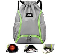 Keyck Sac à Dos à Cordon Sac de Sport pour Homme Femme, Sacs à Cordon Légers avec Compartiment Chaussure y Poche Humide, Grand Sac à Dos Sac Piscine Résistant à L'eau pour Basketball Football, Gris