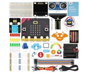 KEYESTUDIO BBC Microbit Starter Kit Sensor Module Kit with Micorobit V2 (Include) for Micro bit V1, with MakeBlocks and Python Code, Detailed Online Tutorial, Example Projects