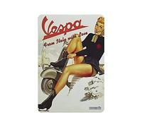 KEYGAMER Plaque en métal Vespa vintage - Décoration murale - 20,3 x 30,5 cm