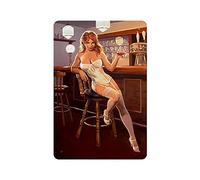 KEYGAMER Plaque en métal vintage avec femme sexy dans un bar, décoration murale 20,3 x 30,5 cm