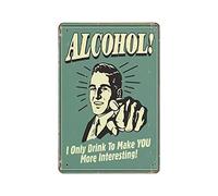 KEYGAMER Plaque en métal vintage « You Interesting Brand » avec inscription « Alcohol - You Interesting Brand » - Pour garage, bar, décoration murale - 20,3 x 30,5 cm