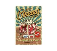 KEYGAMER Plaque métallique rétro Ticket de cinéma - Affiche vintage pour garage, bar, décoration murale - 20,3 x 30,5 cm