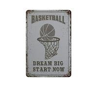 KEYGAMER Plaque vintage en métal avec inscription « Basketball Dream » - Décoration murale - 20,3 x 30,5 cm