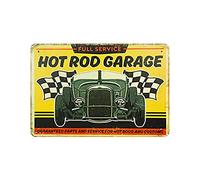 KEYGAMER Plaque vintage en métal Hot Rod Garage - Décoration murale - 20,3 x 30,5 cm