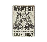 KEYGAMER Wanted Plaque en métal vintage pour garage, bar, décoration murale 20,3 x 30,5 cm