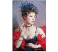 KEYGEM Konstantin Razumov Affiches Et Estampes《Dame Élégante》Art Mural Konstantin Razumov Peinture sur Toile pour Chambre À Coucher Décoration Murale Photo 40x60cmx1 sans Cadre