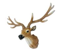Keygift Deer Head Wall Decor 20 Inch Realistic Brown Deer Antler Wall Sculpture Faux Taxidermy Resin Animal Head Wall Mount