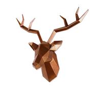 Keygift Tête de cerf - Décoration murale géométrique en cuivre antique - Sculpture murale en forme de bois de cerf - Statue en résine synthétique - Prêt à accrocher - 35,6 x 14,9 x 27,9 cm