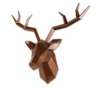 Keygift Tête de cerf - Décoration murale géométrique en cuivre antique - Sculpture murale en forme de bois de cerf - Imitation taxidermie - En résine - 48,3 x 17,2 x 43,2 cm