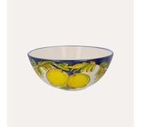 Keyhomestore | Grand bol en céramique "Lemon" jaune et bleu H12 x D30 cm - Fabriqué en Italie
