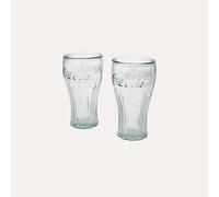 Keyhomestore │Lot de 2 verres Coca-Cola en verre recyclé transparent, 16 x 9 cm, parfaits pour un usage quotidien, durable, verre recy t facile à nettoyer