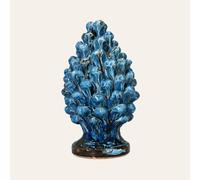 Keyhomestore Pomme de pin artisanale en terre cuite bleue H. 16 x 25 cm