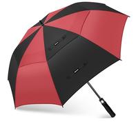 KEYHOT Parapluie Golf L, Parapluies de Golf Grande Taille Resistant Vent Fort Solide Pour Homme Femme (Noir/Rouge XL)