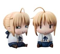 Keyhvao Lot de 2 figurines Altria Pendragon Fate Stay Night de 10 cm - Figurine FGO Saber Anime - Matériau PVC - Décoration mignonne - Cadeaux pour les fans et les amis