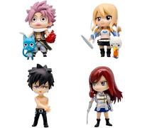 Keyhvao Lot de 4 figurines de l'anime Fairy Tail Natsu Dragneel, Gurei Soruju, Lucy Heartfilia, Erza Scarlet - Décoration en PVC - Cadeaux pour les fans et les amis