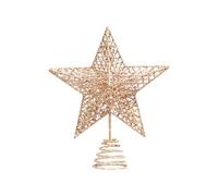 KEYIDO Étoile blanche et dorée pour cimier de sapin de Noël en métal pour décorations de Noël - 20 cm