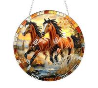 KEYIFA 5D Diamond Painting, Deux Chevaux DIY Peinture Diamant Pendentif, Loisir Creatif Adulte Pendentif en Strass Ornement Suspendu Double Face Pour La Décoration de La Maison