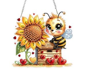 KEYIFA 5D Diamond Painting, Tournesols et Abeilles DIY Peinture Diamant Pendentif, Loisir Creatif Adulte Pendentif en Strass Ornement Suspendu Double Face Pour La Décoration de La Maison