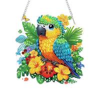 KEYIFA 5D Perroquet Arc En Ciel Diamond Painting, DIY Peinture Diamant Pendentif, Loisir Creatif Adulte Pendentif en Strass Ornement Suspendu Double Face Pour La Décoration de La Maison