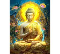 KEYIFA Bouddha Peinture par Numéros pour Adulte, Kits de Peinture au Numéro avec Acrylique et Pinceaux, DIY Bouddhiste Creatif Toile Paint by Numbers Kits, Décoration de Maison 30x40cm