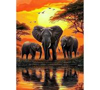 KEYIFA Éléphant Peinture par Numéros pour Adulte, Kits de Peinture au Numéro avec Acrylique et Pinceaux, DIY Animal Creatif Toile Painting à l'huile, Décoration de Maison 30x40cm