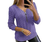 KeYIlowys Automne Et Hiver Nouveau Style Pull à Manches Longues Tricoté à Col en V pour Femmes