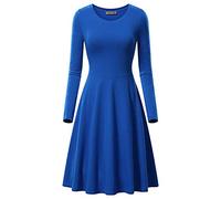 KeYIlowys Femmes Couleur Unie Col Rond Manches Longues Robe Ample Dames Printemps Automne Robe