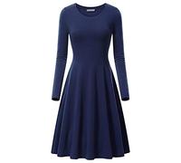 KeYIlowys Femmes Couleur Unie Col Rond Manches Longues Robe Ample Dames Printemps Automne Robe