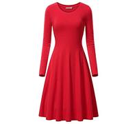 KeYIlowys Femmes Couleur Unie Col Rond Manches Longues Robe Ample Dames Printemps Automne Robe