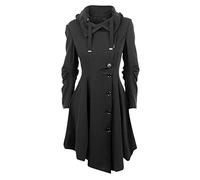 KeYIlowys Manteau en Laine à Ourlet IrréGulier pour Femmes, Noir