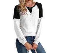 KeYIlowys Pull Femme, Pull Gaufré Col Rond Coutures Amples à Manches Longues