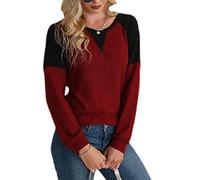 KeYIlowys Pull Femme, Pull Gaufré Col Rond Coutures Amples à Manches Longues