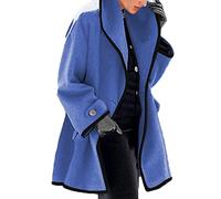 KeYIlowys Veste à Capuche en Laine Ample à Manches Longues pour Femmes Automne/Hiver, Bleu, 3XL