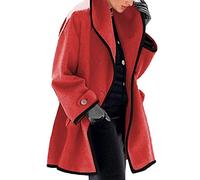 KeYIlowys Veste à Capuche en Laine Ample à Manches Longues pour Femmes Automne/Hiver, Rouge, XL