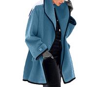 KeYIlowys Veste à Capuche en Laine Ample à Manches Longues pour Femmes Automne/Hiver XL Bleu Clair
