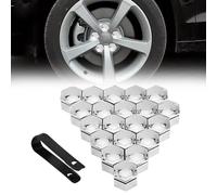 KEYLEON 20 Pièces Capuchons D'écrou de Boulon de Roue pour Skoda Kodiaq II 2024 2025, Cache-écrous de Pneu Hexagonaux Boulon Ecrou Couvre,19mm-Silver