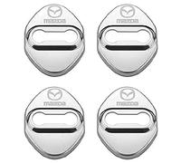 KEYLEON 4 Pièces Couvercle de Serrure de Porte de Voiture pour Mazda CX-3 CX-5 CX-7 CX-9 MX-5 CX-30 Axela, Couvercle de Serrure de Porte de Voiture en Acier Inoxydable,Silver